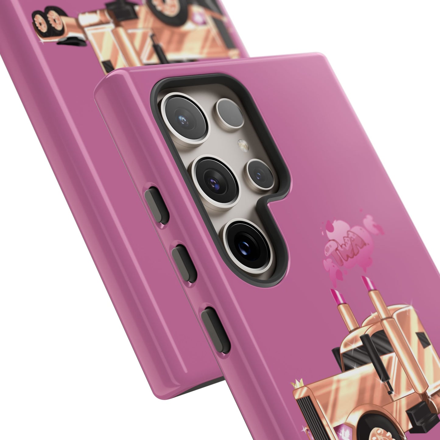 Trucking Phone Case - Tough Cases with Pink Truck Design