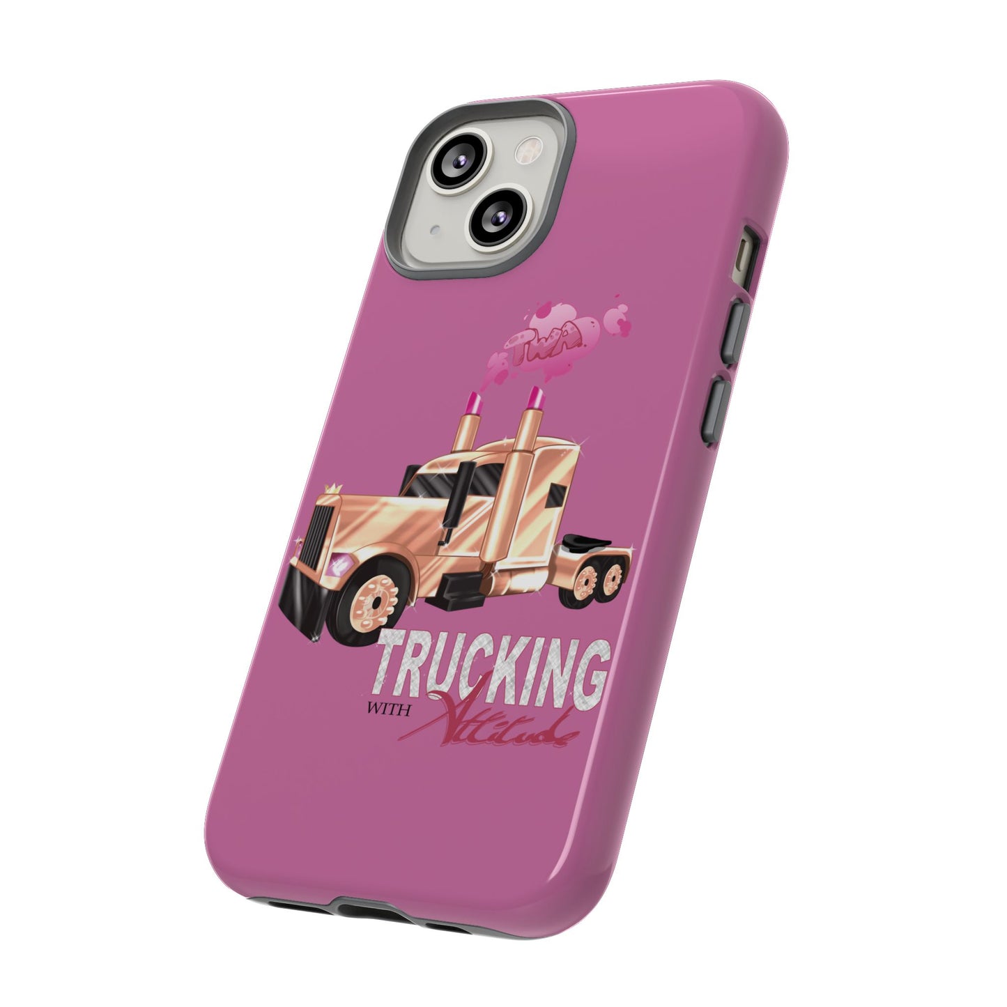 Trucking Phone Case - Tough Cases with Pink Truck Design