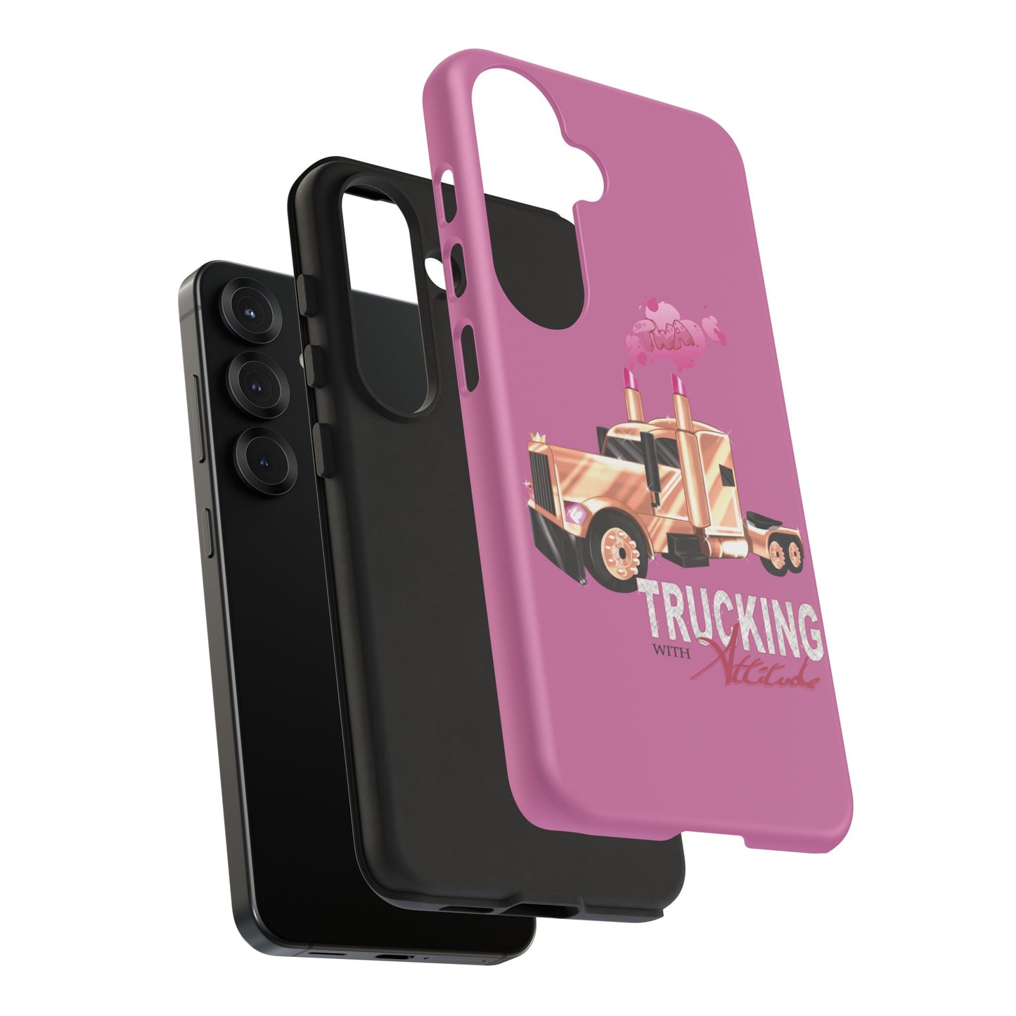 Trucking Phone Case - Tough Cases with Pink Truck Design