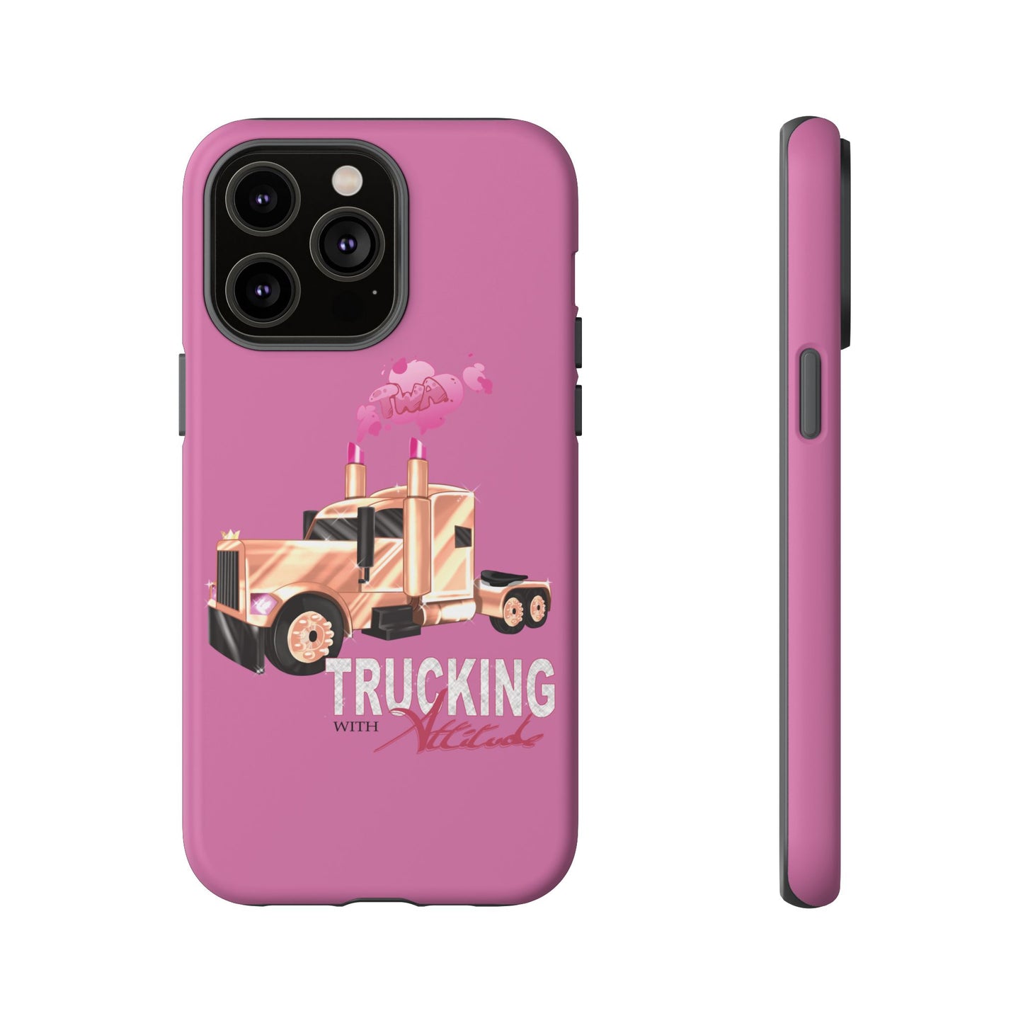 Trucking Phone Case - Tough Cases with Pink Truck Design
