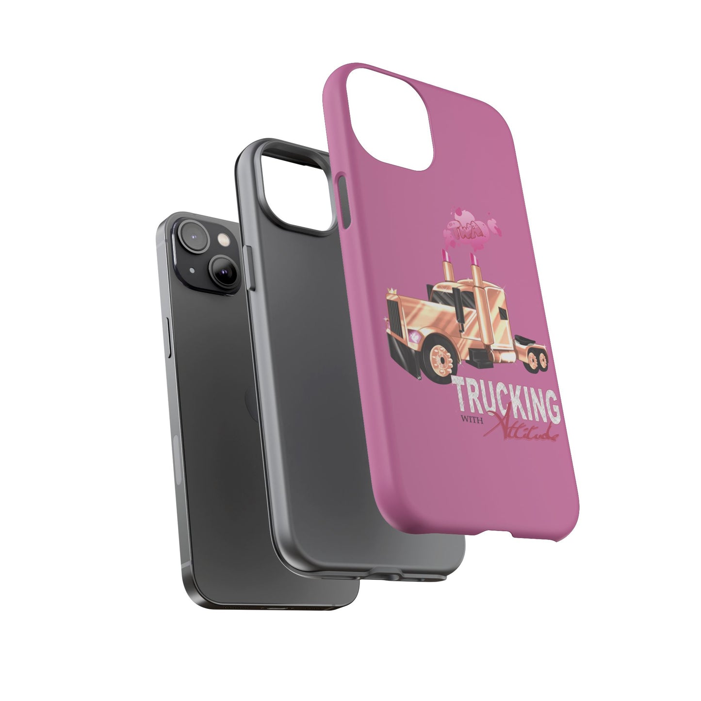 Trucking Phone Case - Tough Cases with Pink Truck Design