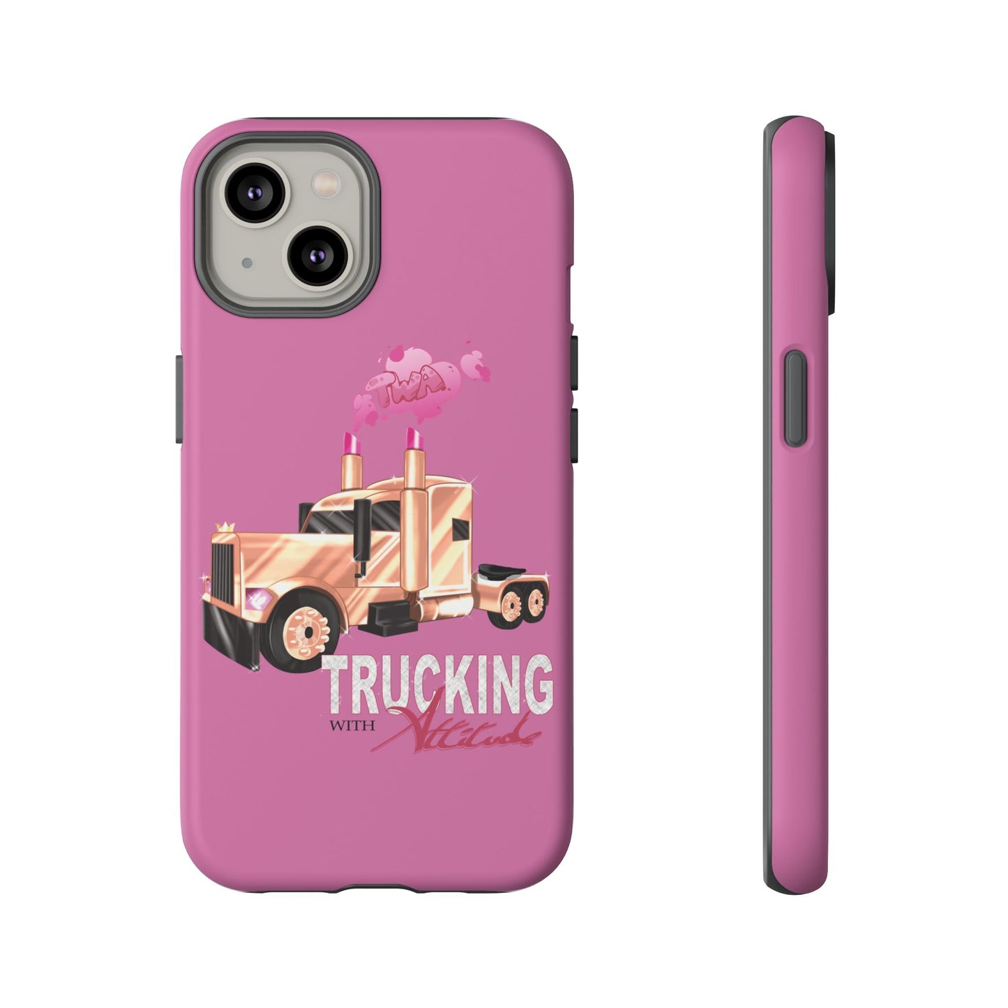 Trucking Phone Case - Tough Cases with Pink Truck Design