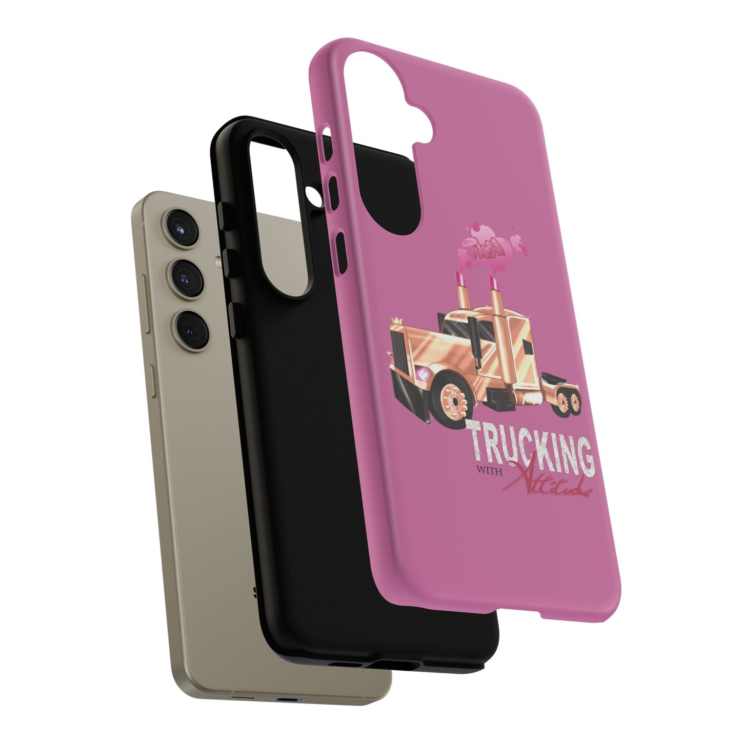 Trucking Phone Case - Tough Cases with Pink Truck Design