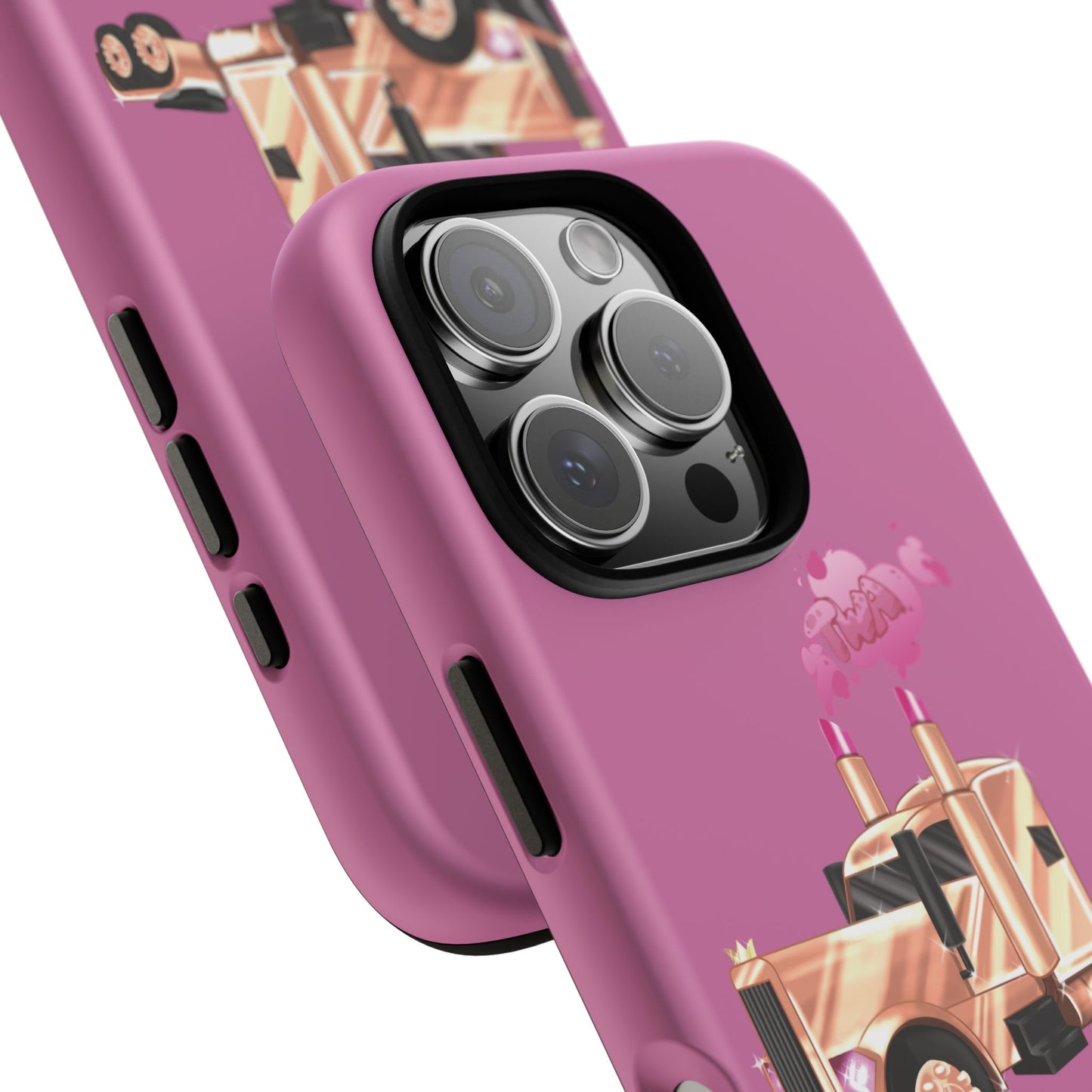 Trucking Phone Case - Tough Cases with Pink Truck Design
