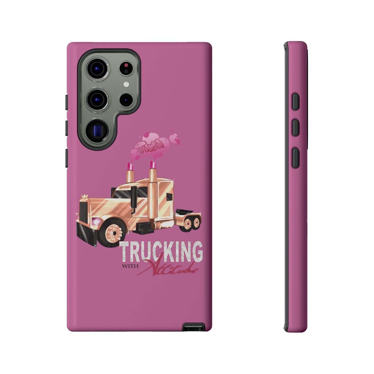 Trucking Phone Case - Tough Cases with Pink Truck Design