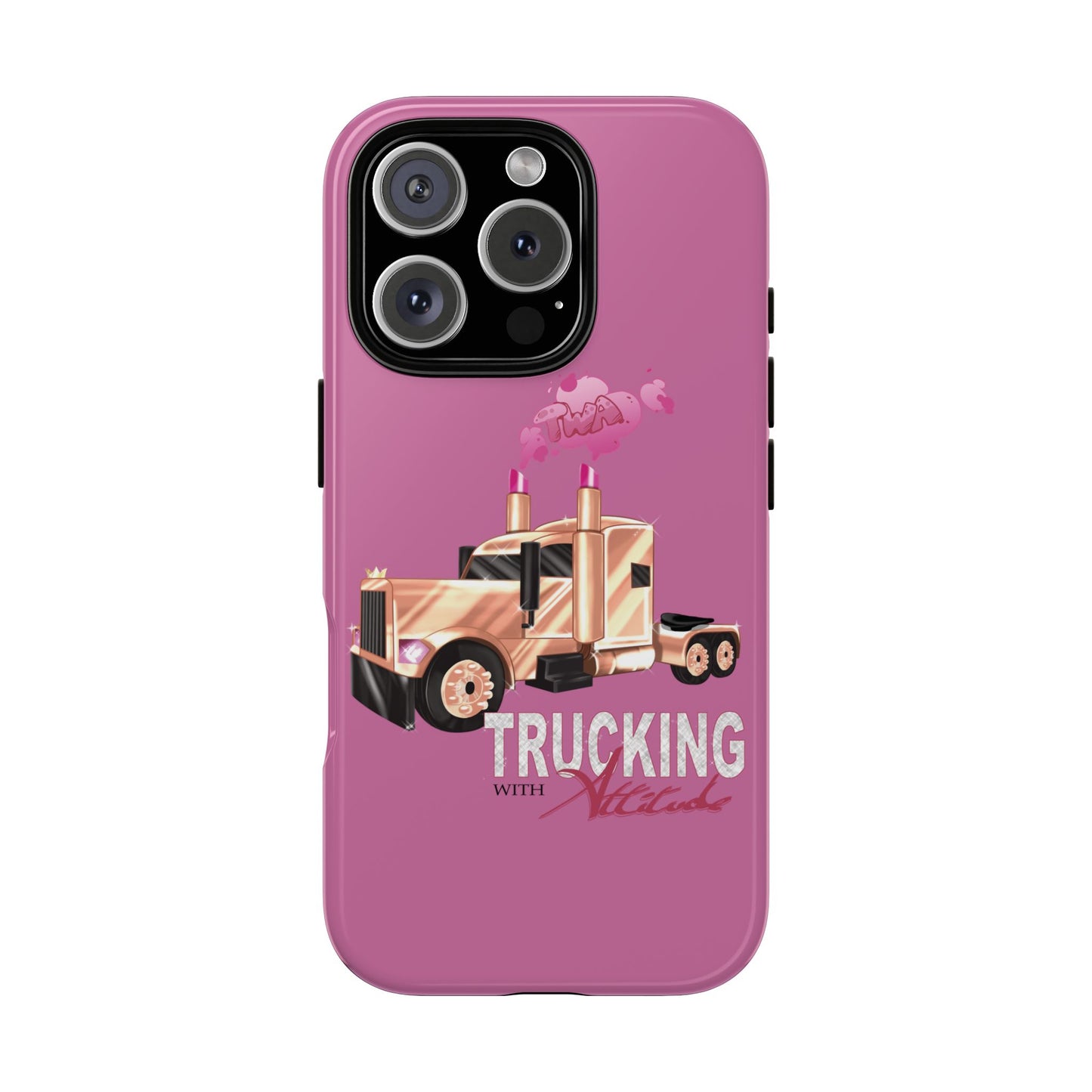 Trucking Phone Case - Tough Cases with Pink Truck Design