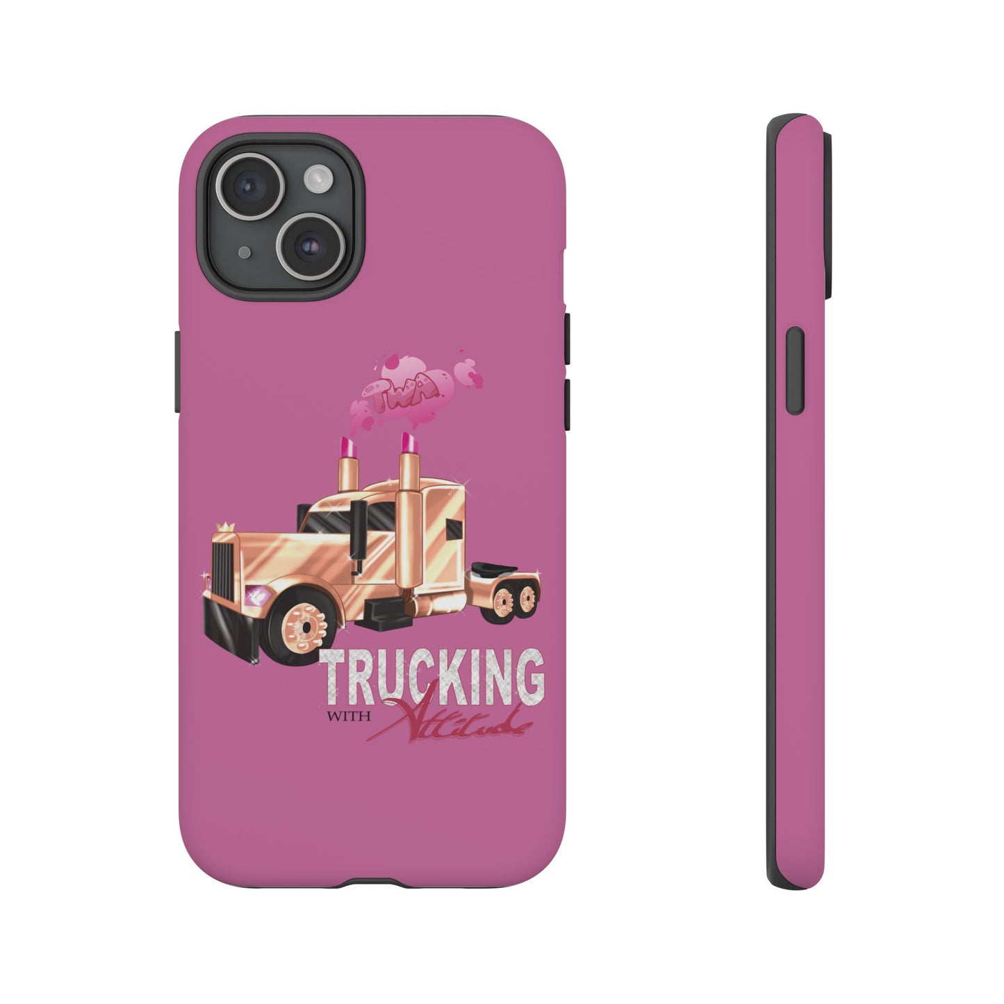 Trucking Phone Case - Tough Cases with Pink Truck Design