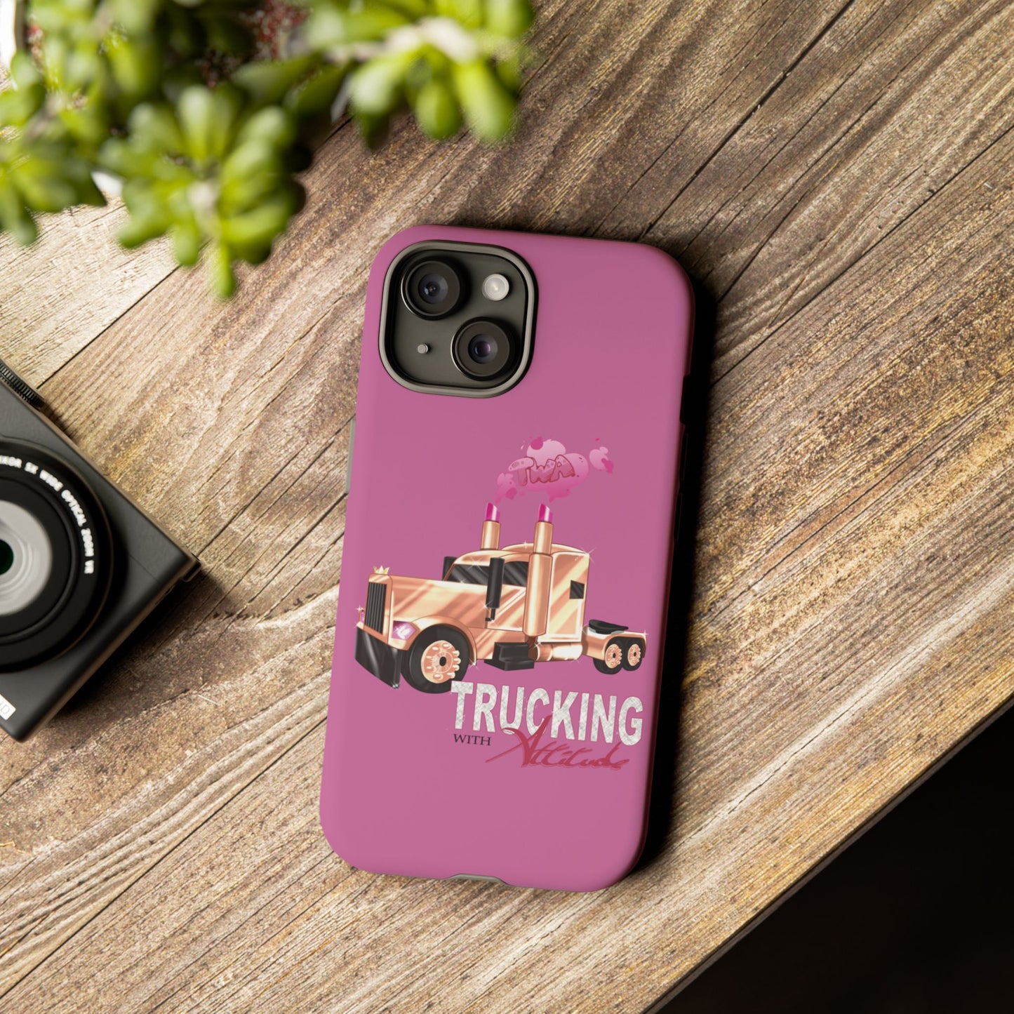 Trucking Phone Case - Tough Cases with Pink Truck Design