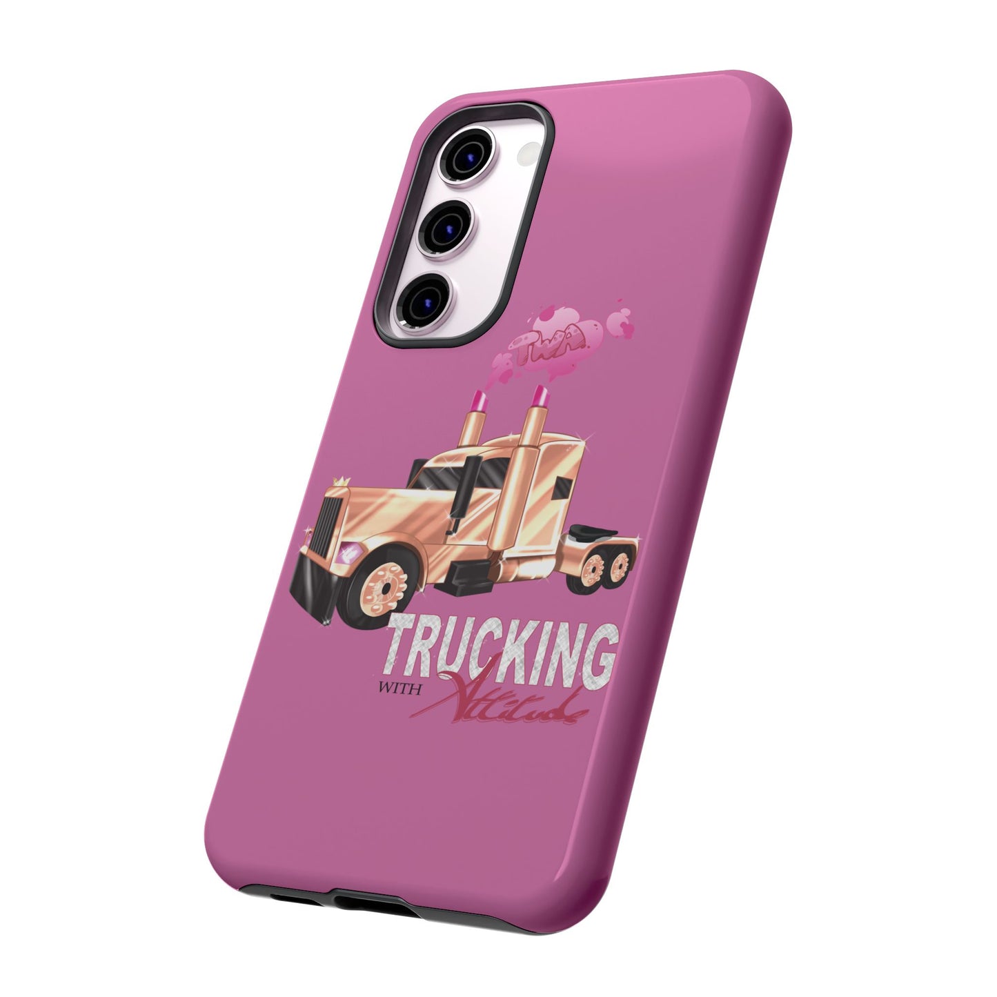 Trucking Phone Case - Tough Cases with Pink Truck Design
