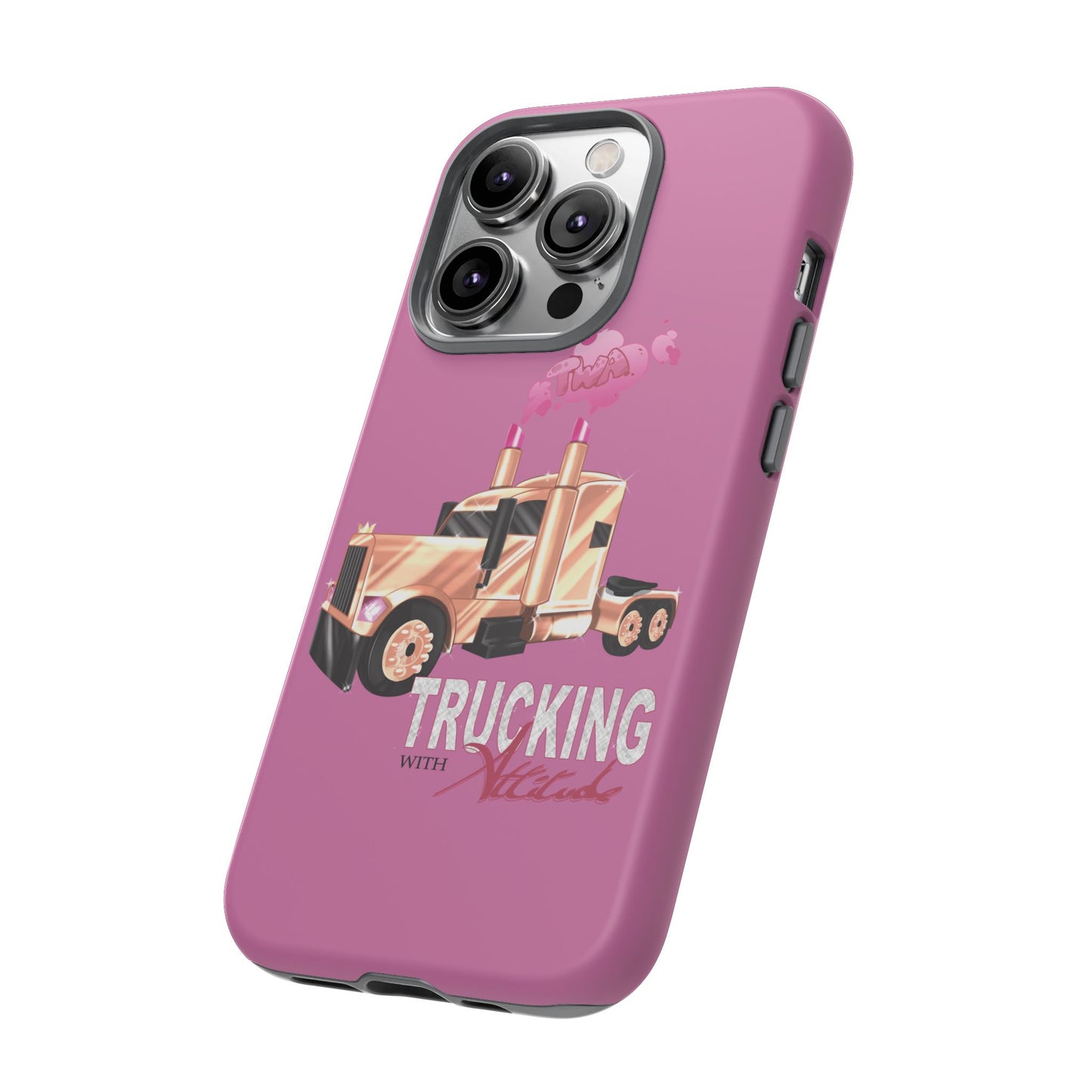 Trucking Phone Case - Tough Cases with Pink Truck Design