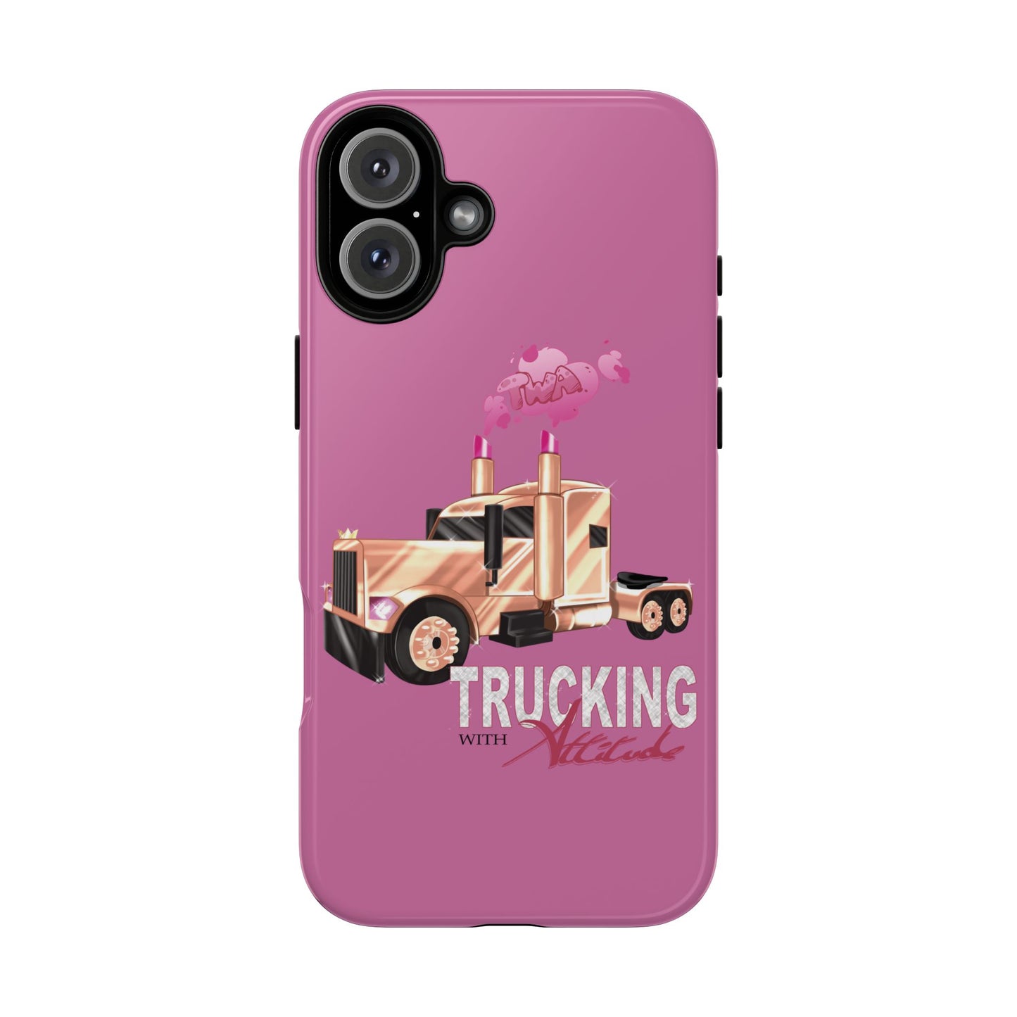 Trucking Phone Case - Tough Cases with Pink Truck Design