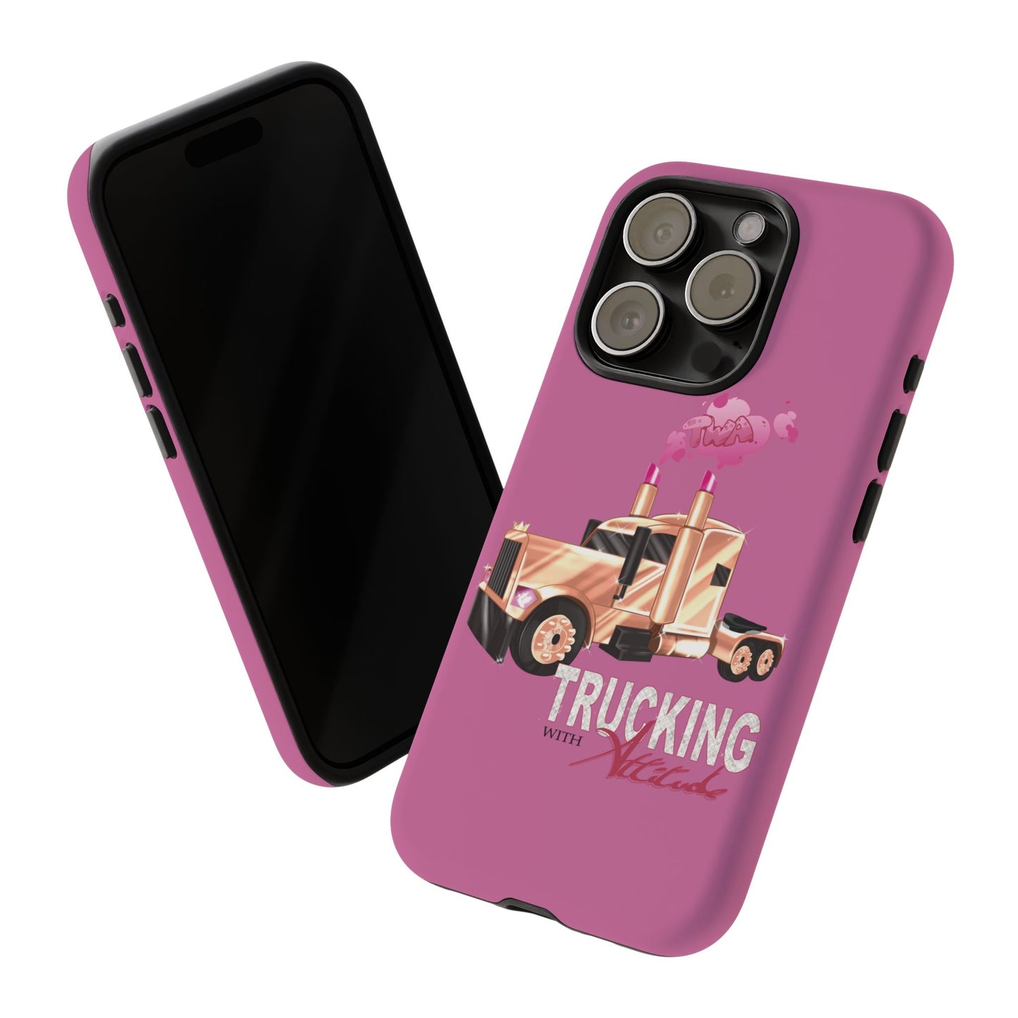 Trucking Phone Case - Tough Cases with Pink Truck Design