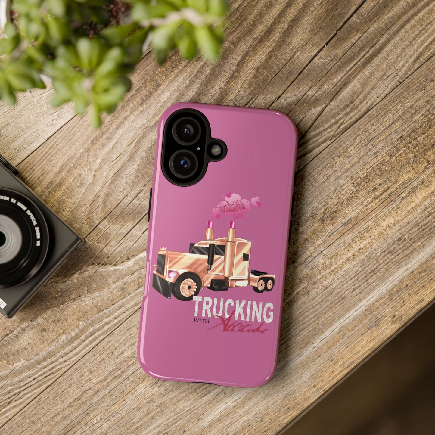 Trucking Phone Case - Tough Cases with Pink Truck Design