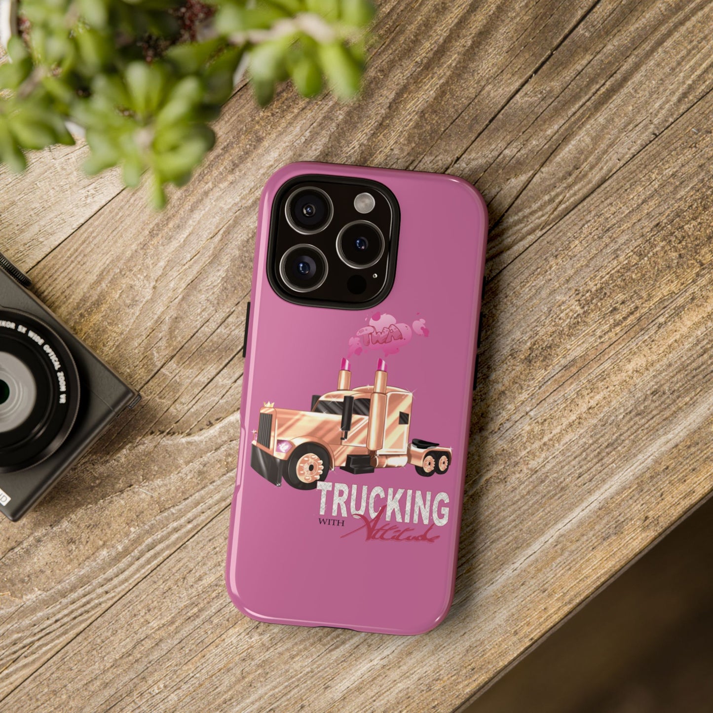 Trucking Phone Case - Tough Cases with Pink Truck Design
