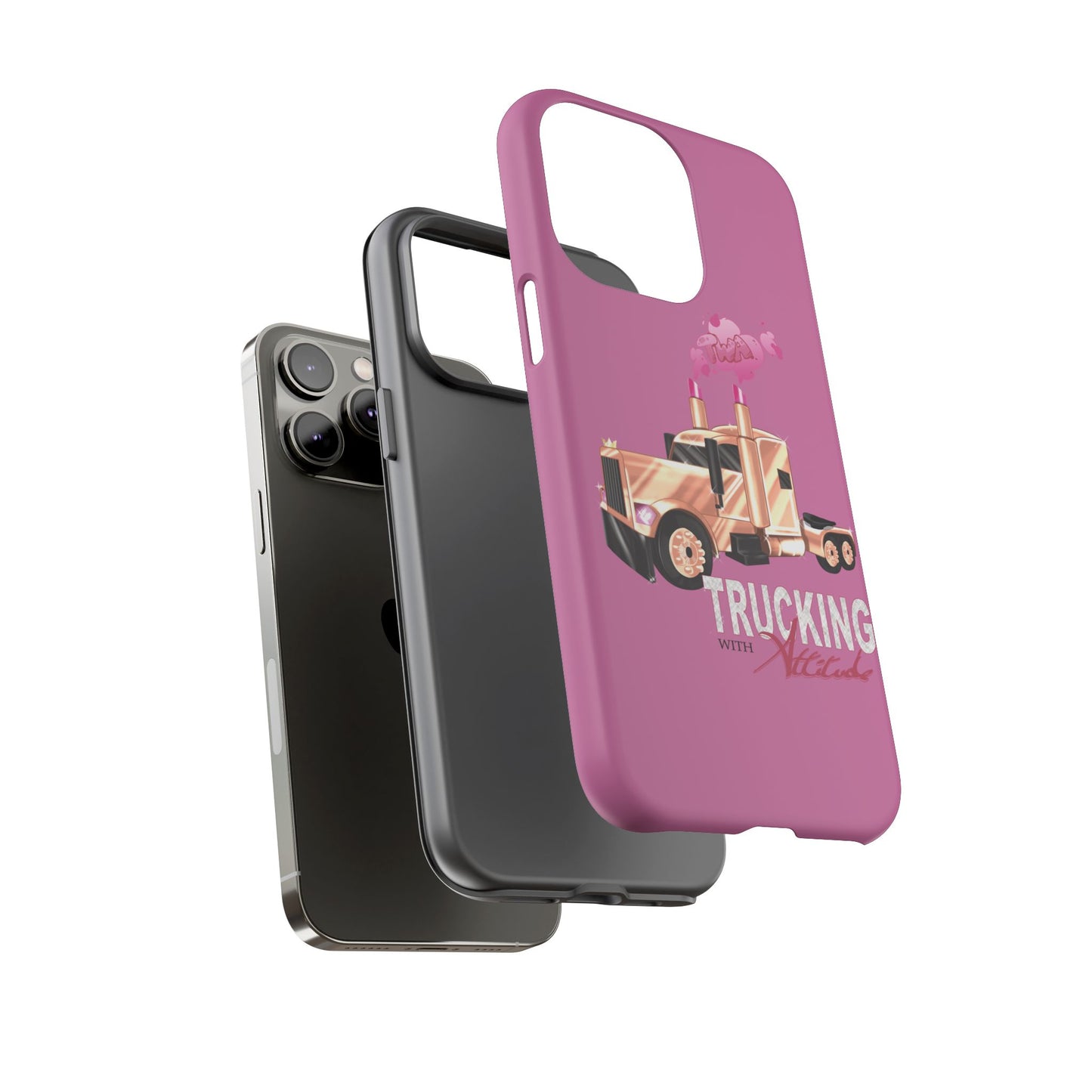 Trucking Phone Case - Tough Cases with Pink Truck Design