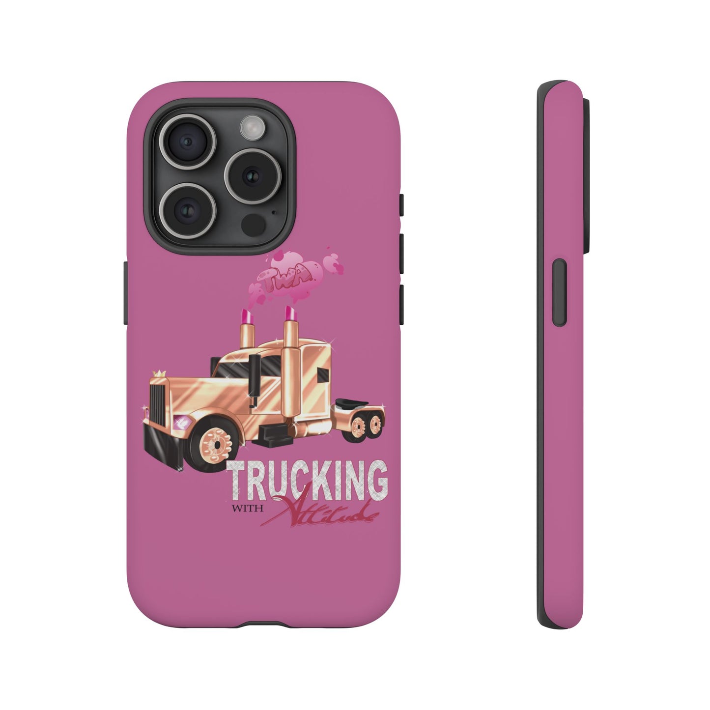 Trucking Phone Case - Tough Cases with Pink Truck Design