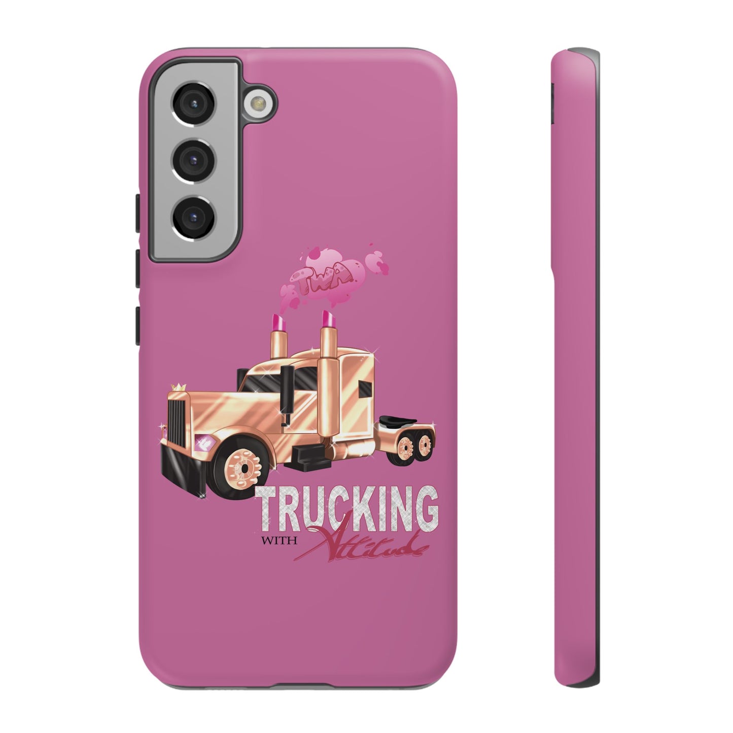 Trucking Phone Case - Tough Cases with Pink Truck Design