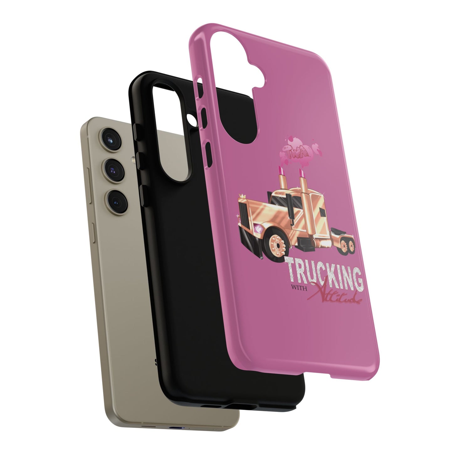 Trucking Phone Case - Tough Cases with Pink Truck Design