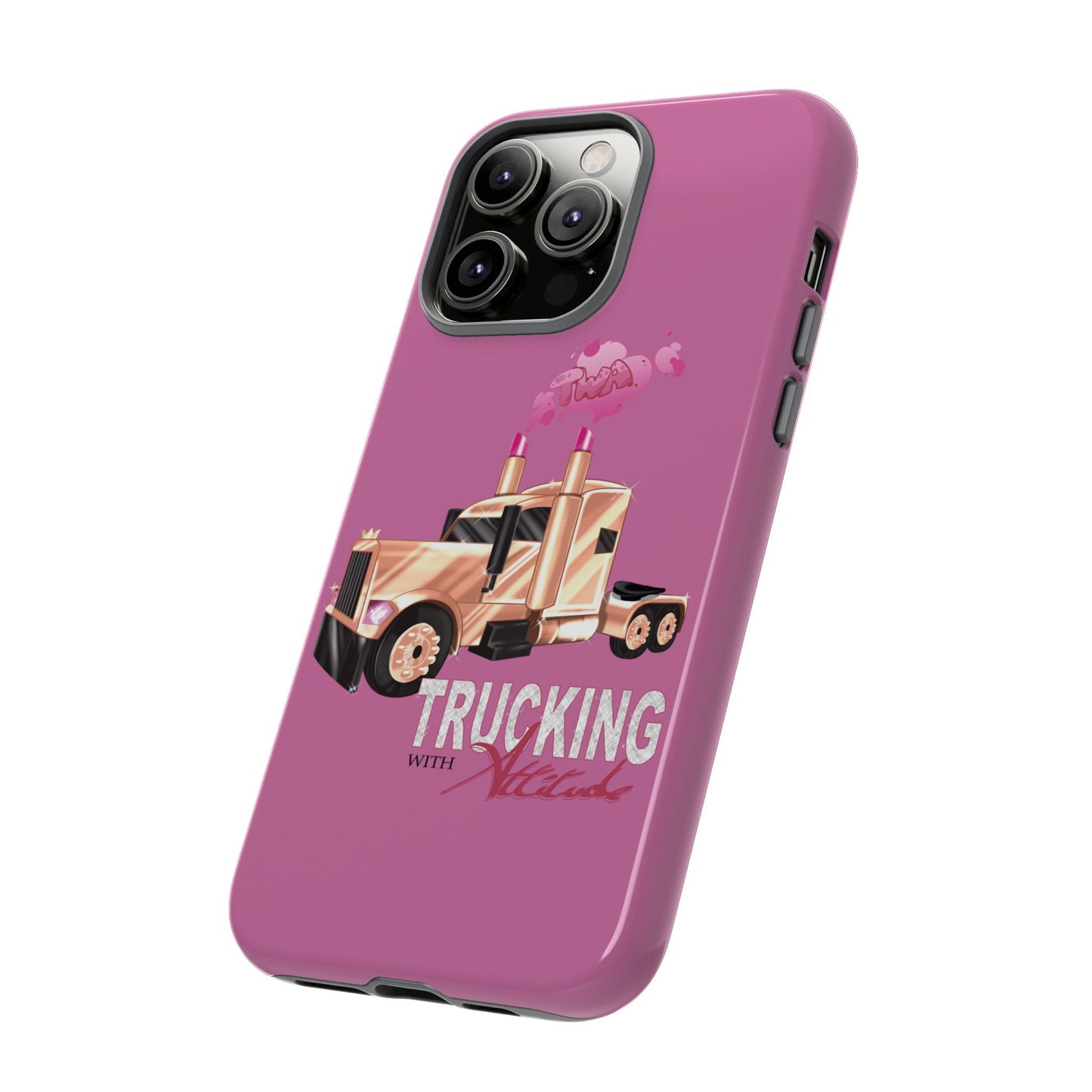 Trucking Phone Case - Tough Cases with Pink Truck Design