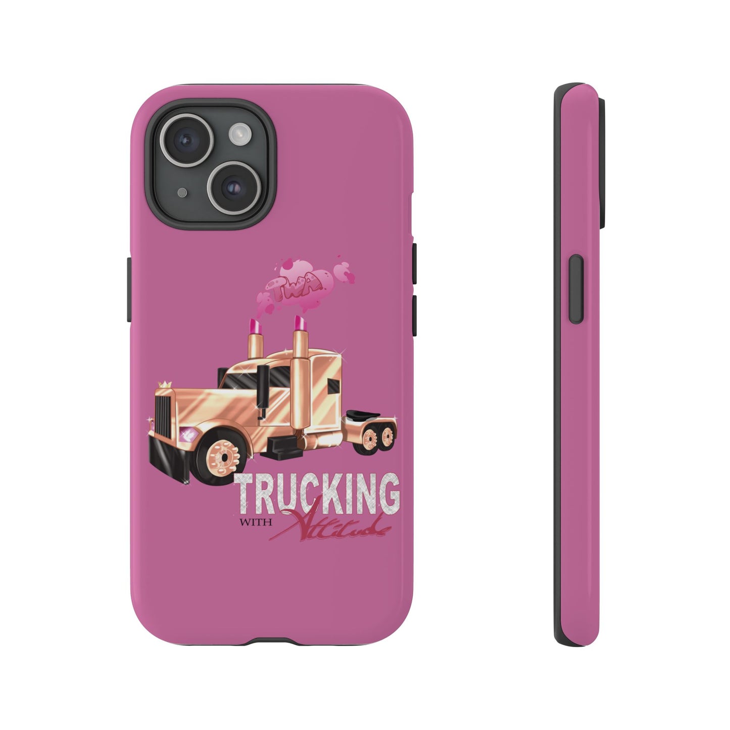 Trucking Phone Case - Tough Cases with Pink Truck Design