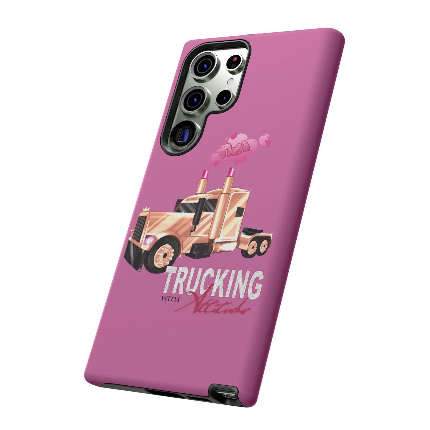 Trucking Phone Case - Tough Cases with Pink Truck Design