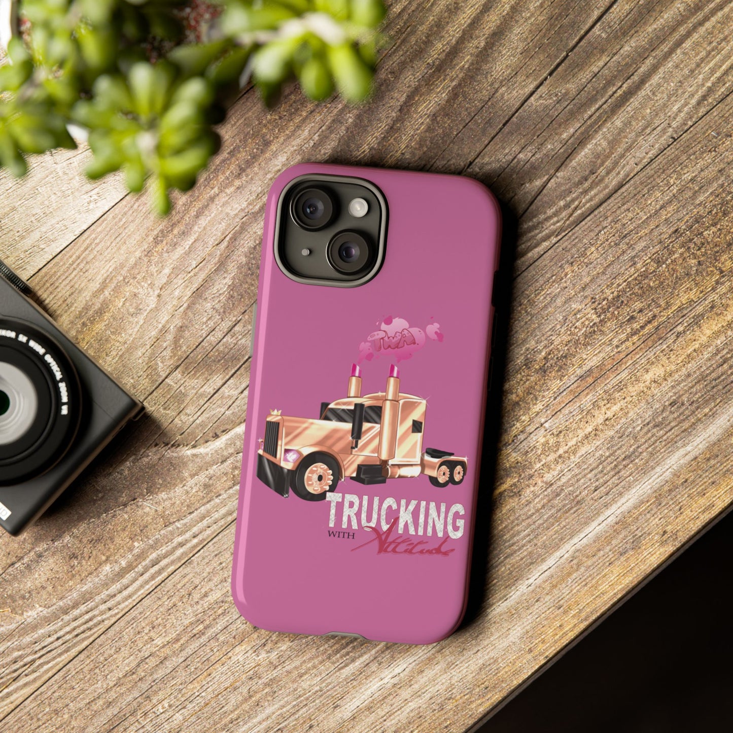 Trucking Phone Case - Tough Cases with Pink Truck Design