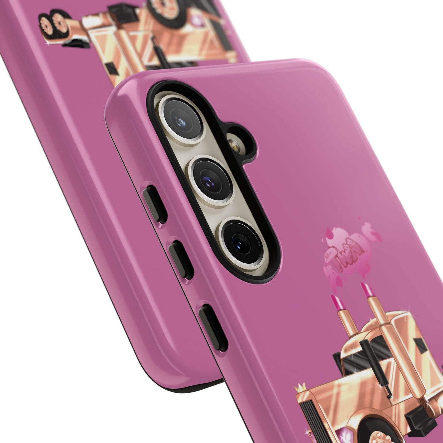 Trucking Phone Case - Tough Cases with Pink Truck Design