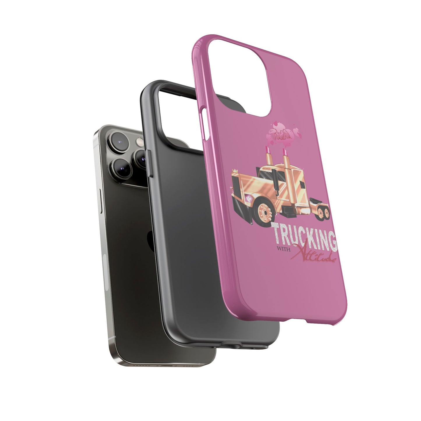 Trucking Phone Case - Tough Cases with Pink Truck Design