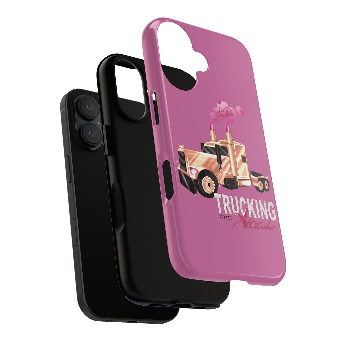 Trucking Phone Case - Tough Cases with Pink Truck Design