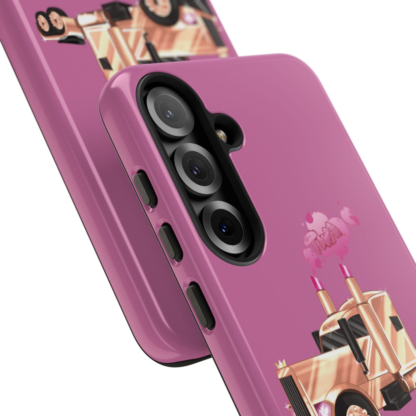 Trucking Phone Case - Tough Cases with Pink Truck Design