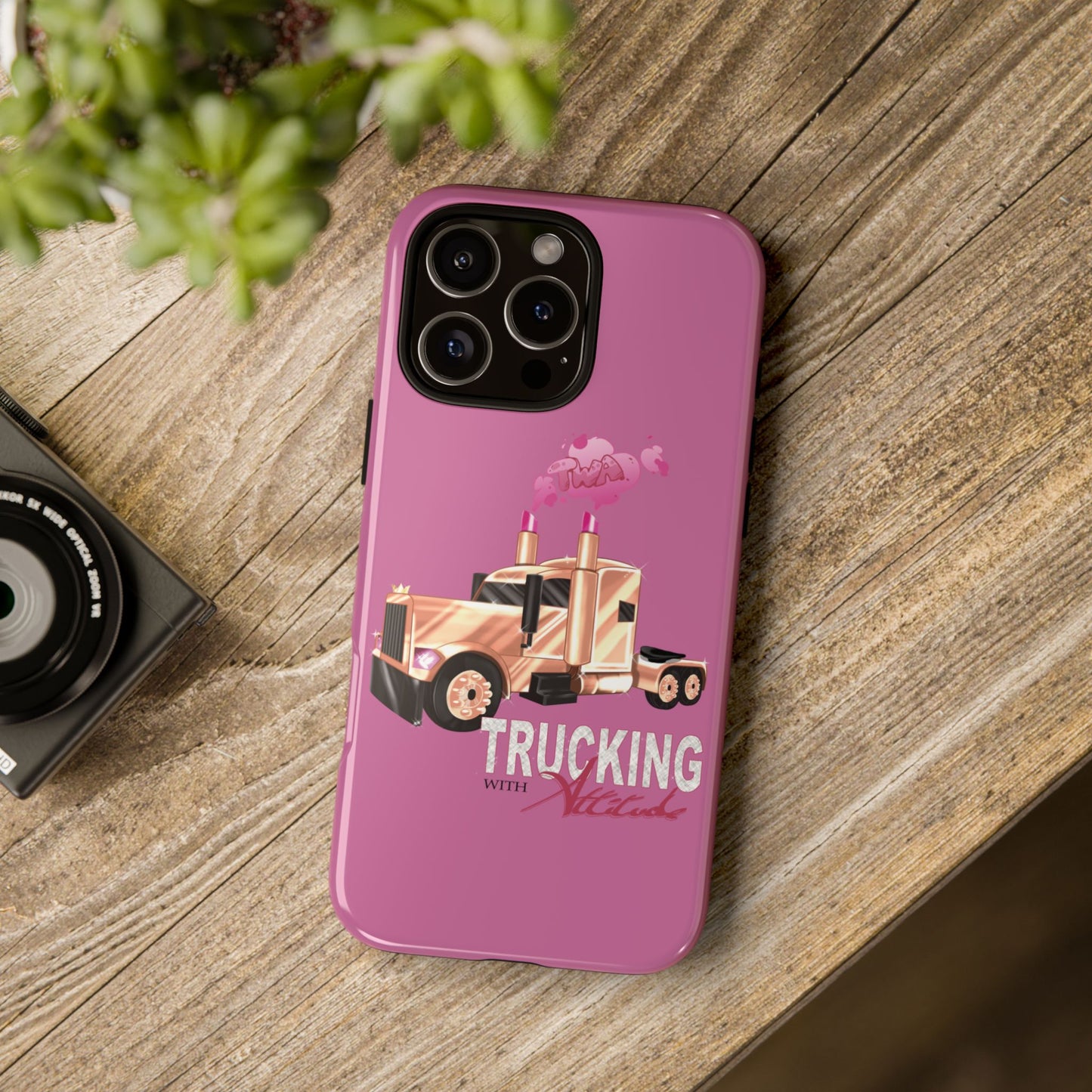 Trucking Phone Case - Tough Cases with Pink Truck Design