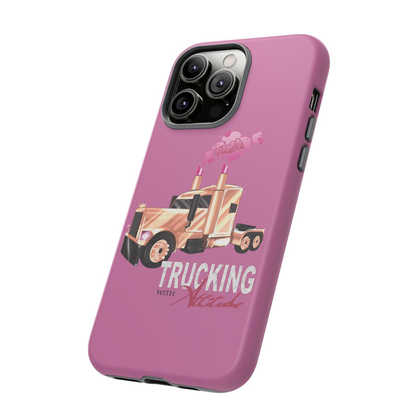 Trucking Phone Case - Tough Cases with Pink Truck Design