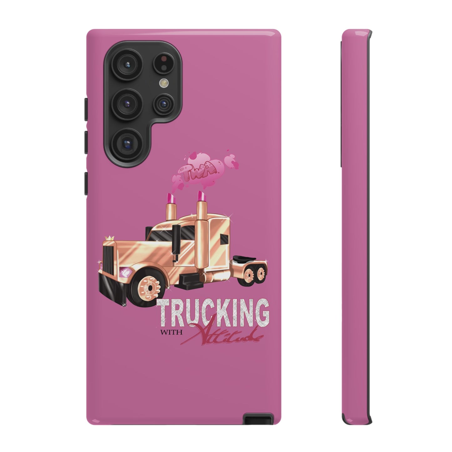Trucking Phone Case - Tough Cases with Pink Truck Design