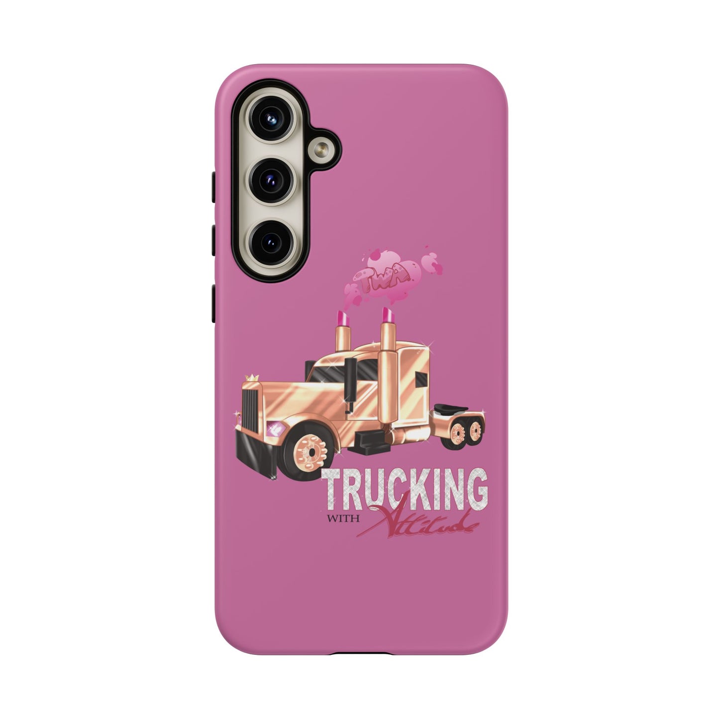 Trucking Phone Case - Tough Cases with Pink Truck Design