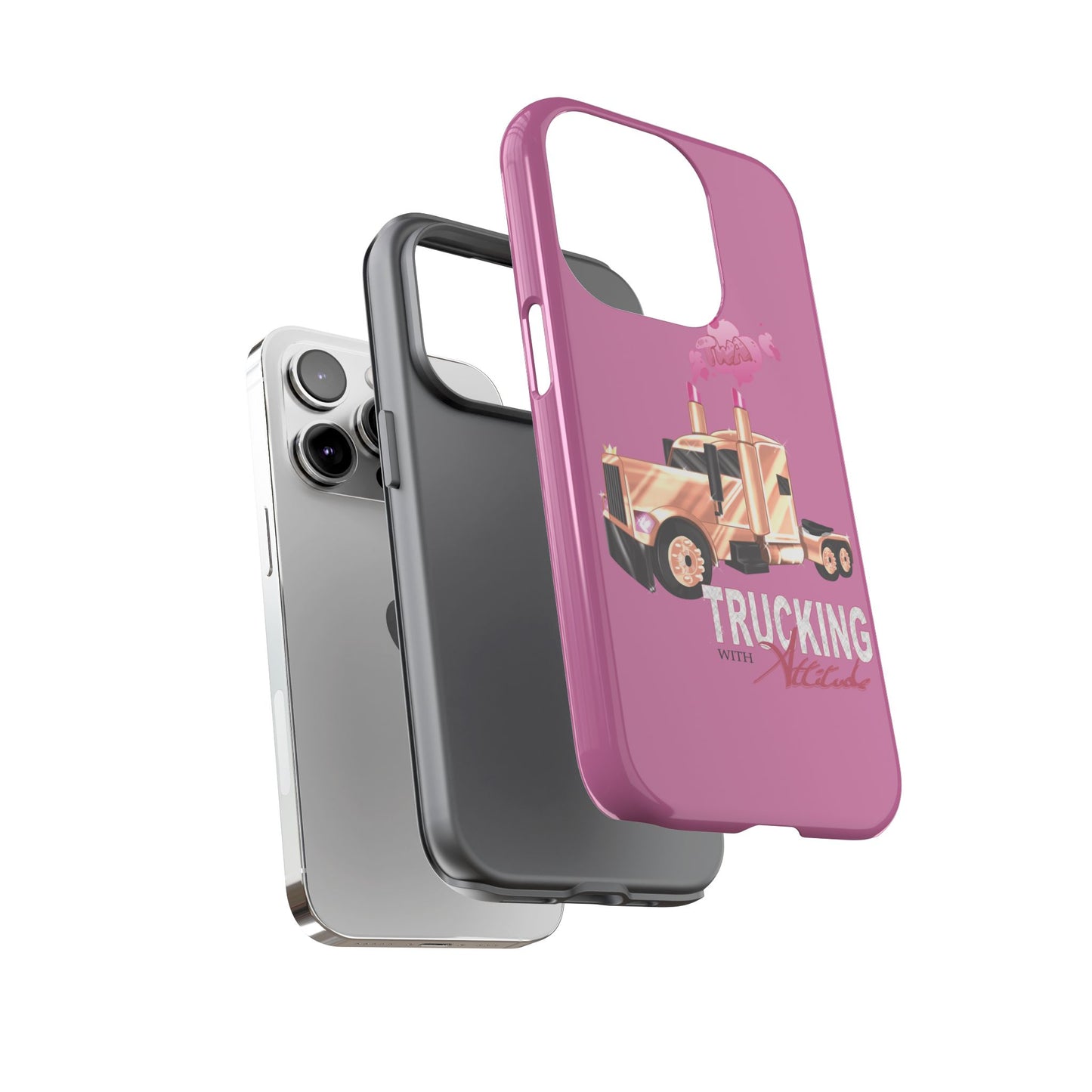 Trucking Phone Case - Tough Cases with Pink Truck Design
