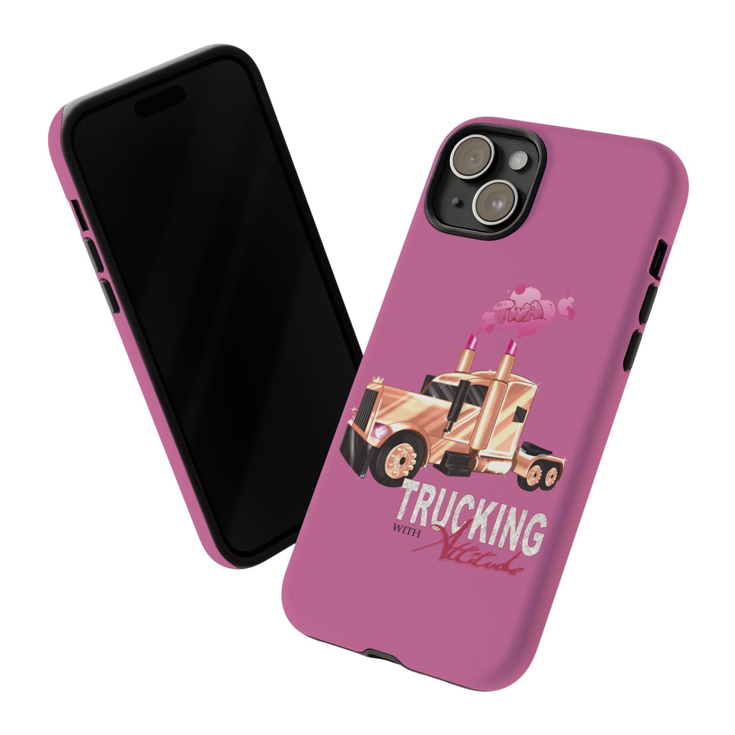 Trucking Phone Case - Tough Cases with Pink Truck Design