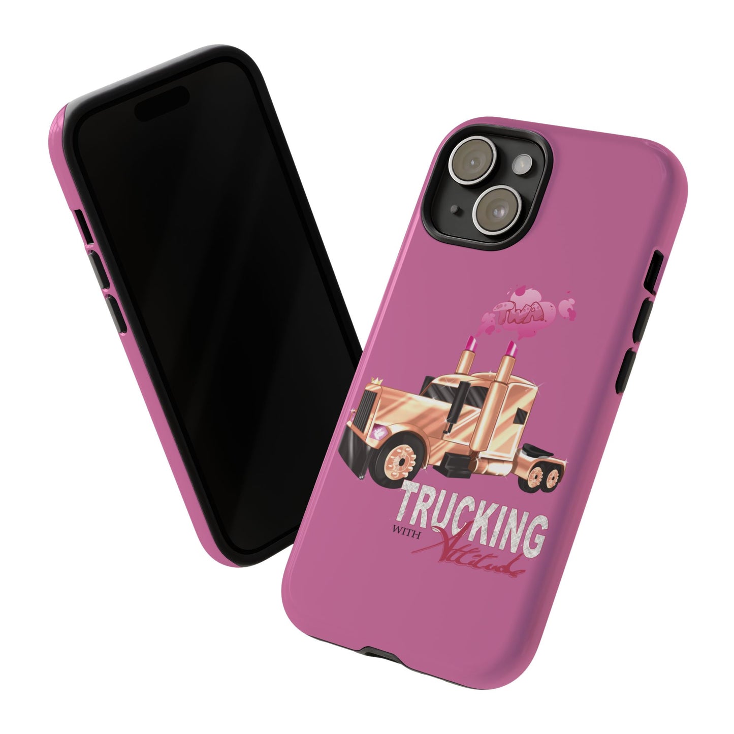 Trucking Phone Case - Tough Cases with Pink Truck Design