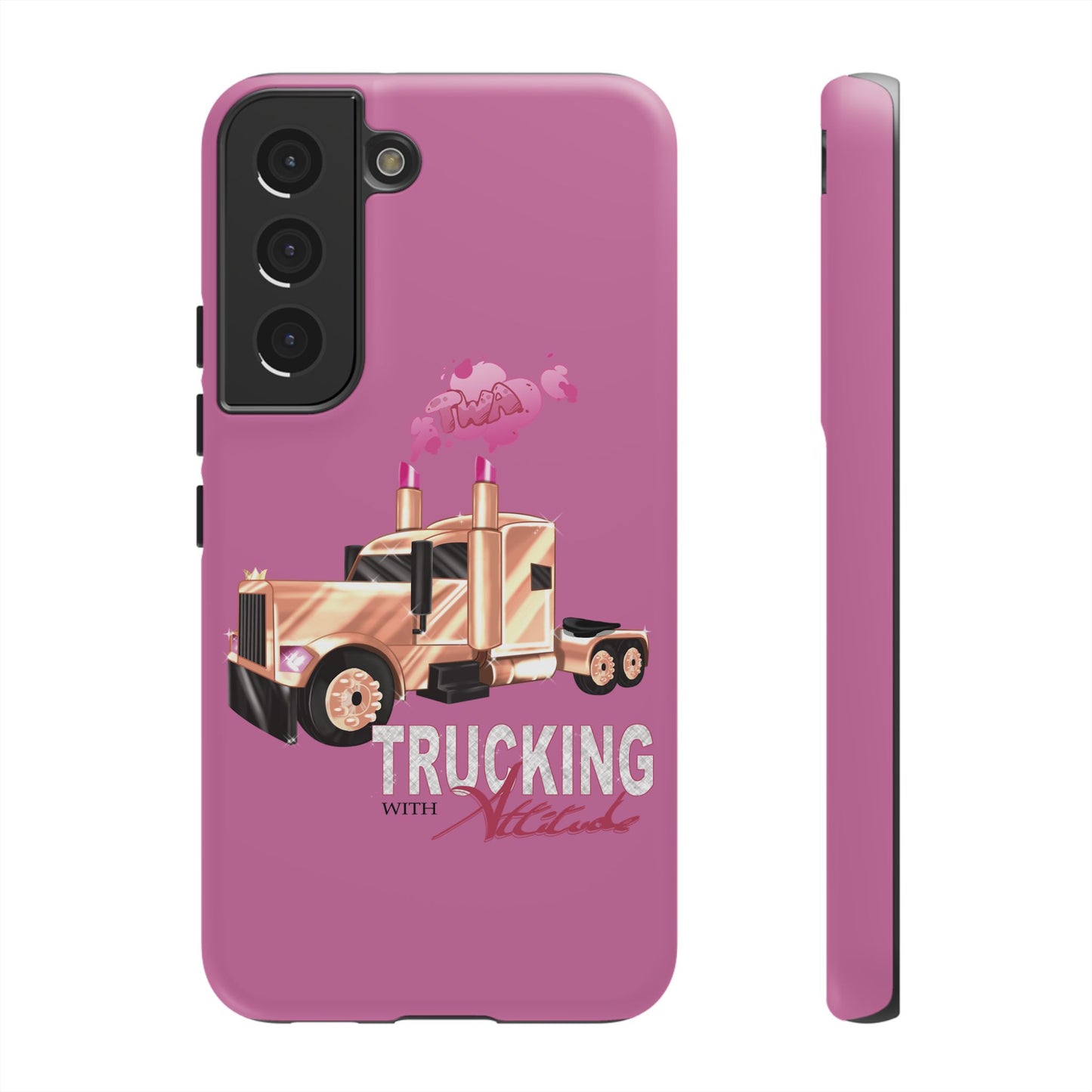 Trucking Phone Case - Tough Cases with Pink Truck Design