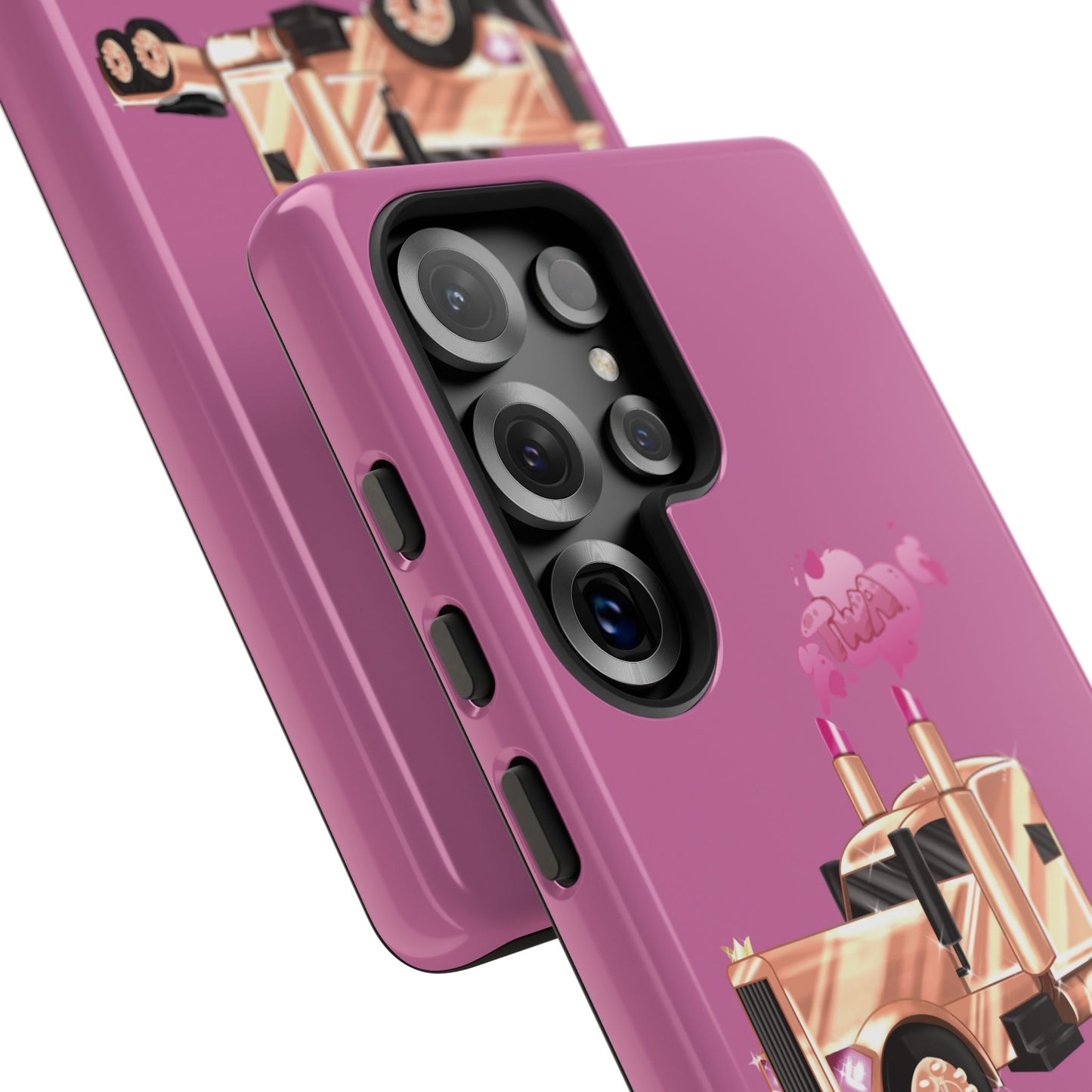 Trucking Phone Case - Tough Cases with Pink Truck Design