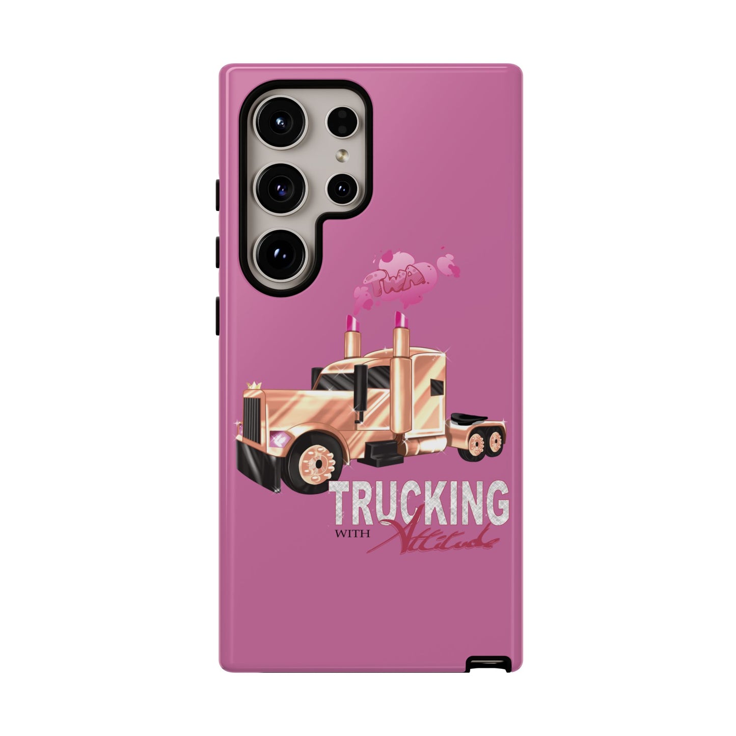 Trucking Phone Case - Tough Cases with Pink Truck Design