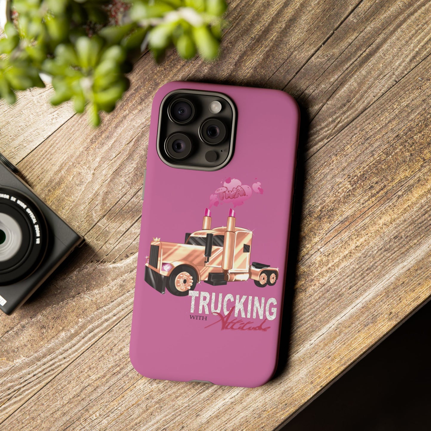 Trucking Phone Case - Tough Cases with Pink Truck Design
