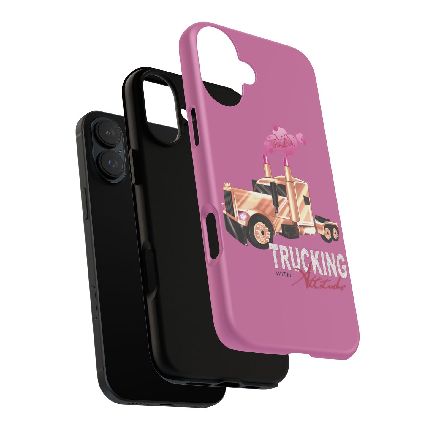 Trucking Phone Case - Tough Cases with Pink Truck Design