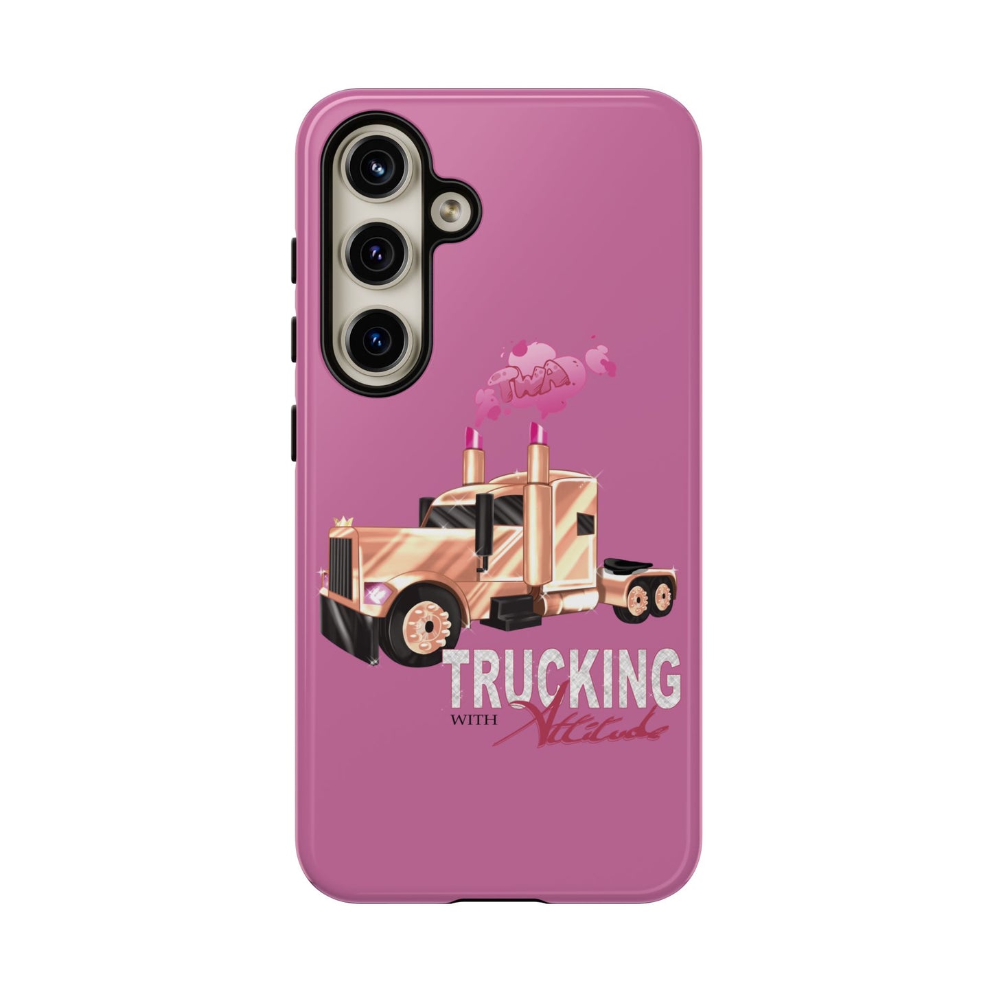 Trucking Phone Case - Tough Cases with Pink Truck Design