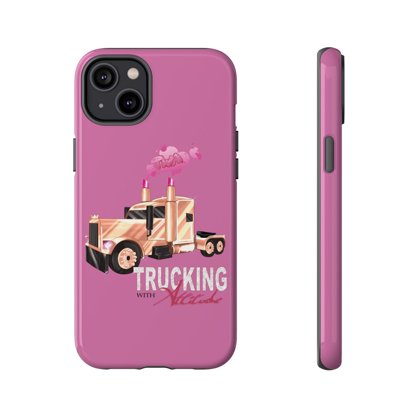 Trucking Phone Case - Tough Cases with Pink Truck Design