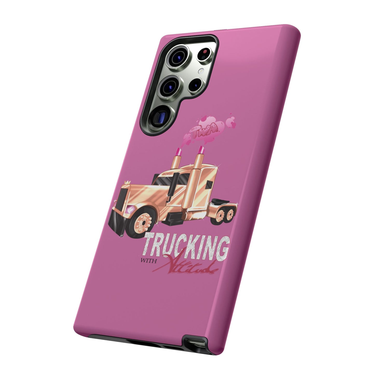 Trucking Phone Case - Tough Cases with Pink Truck Design