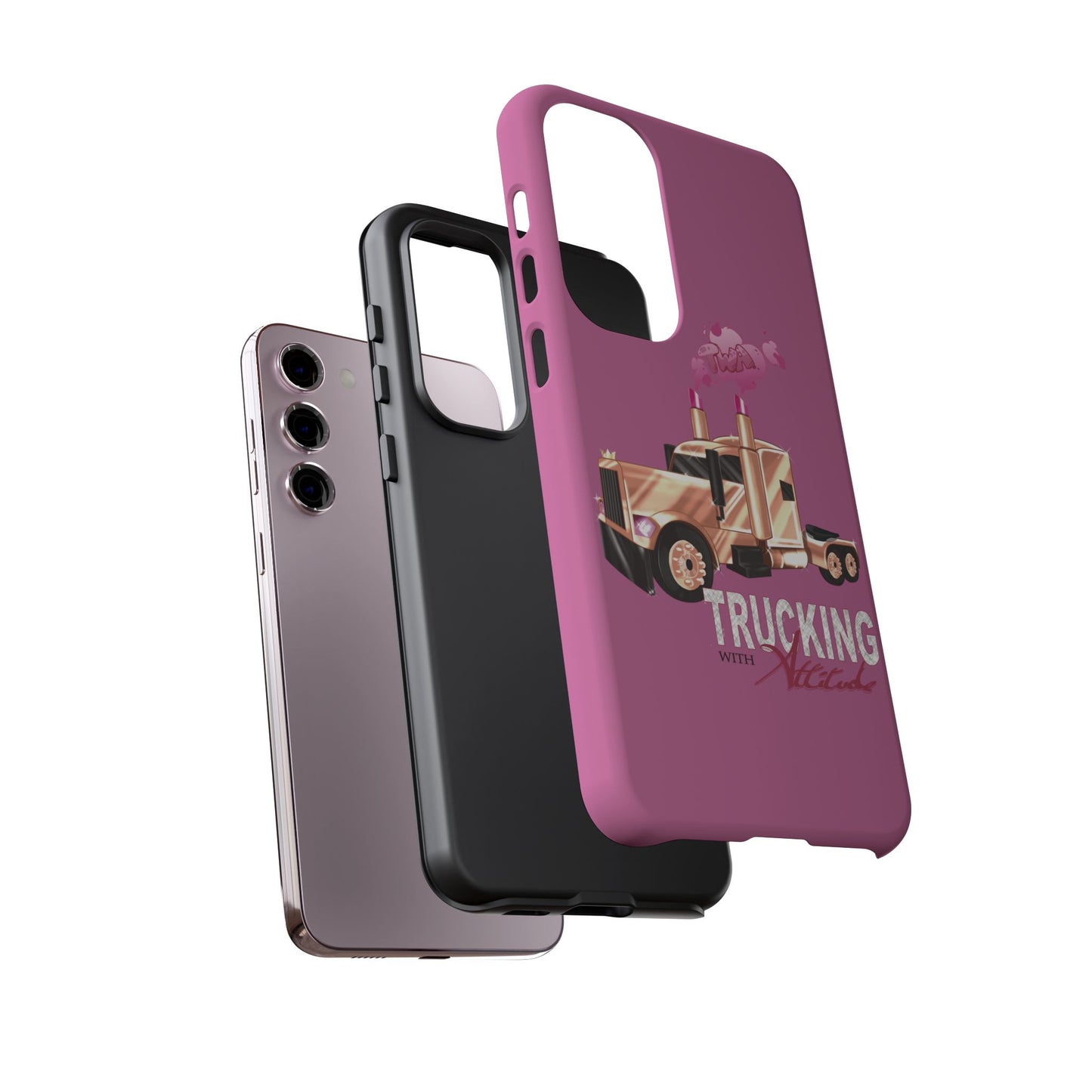 Trucking Phone Case - Tough Cases with Pink Truck Design