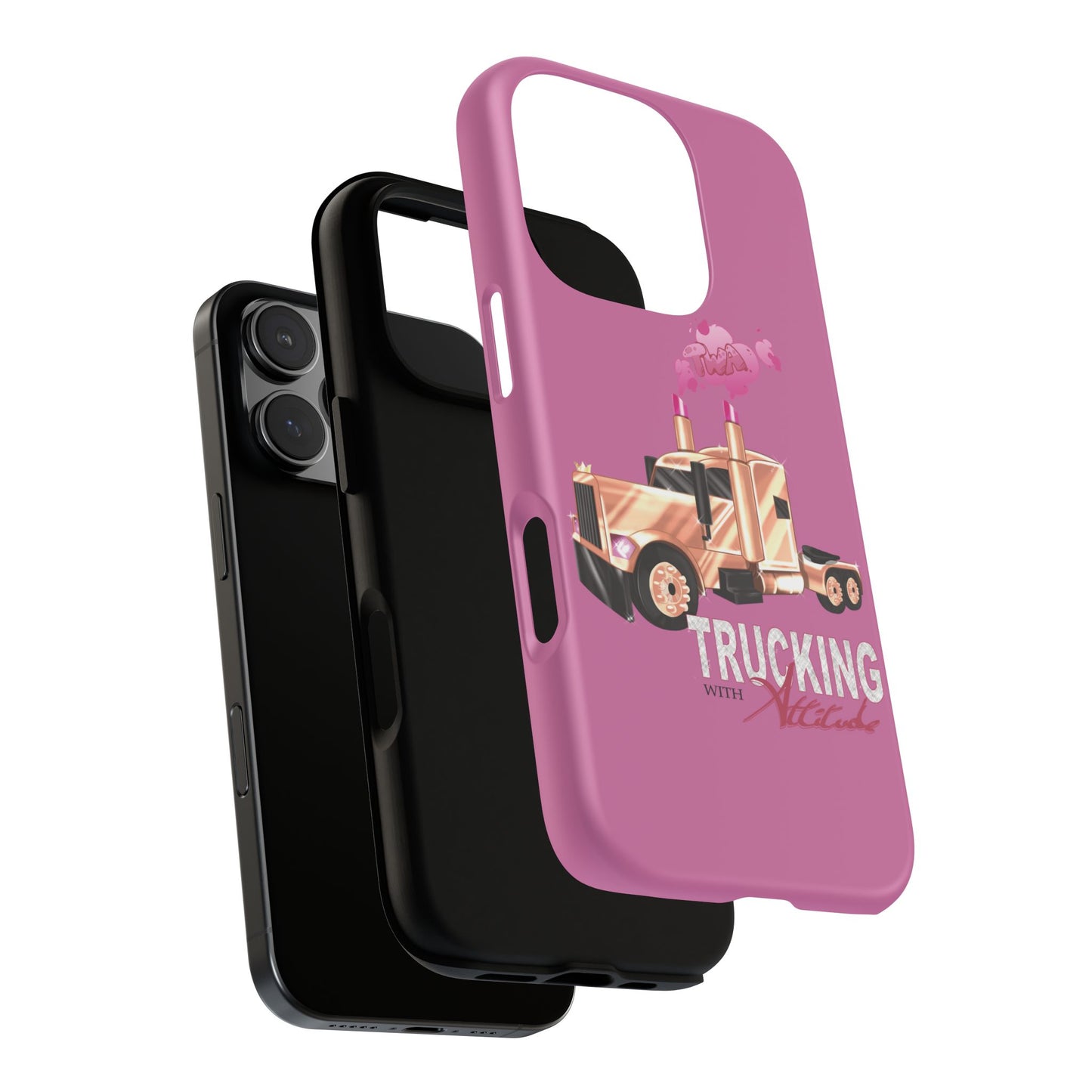 Trucking Phone Case - Tough Cases with Pink Truck Design