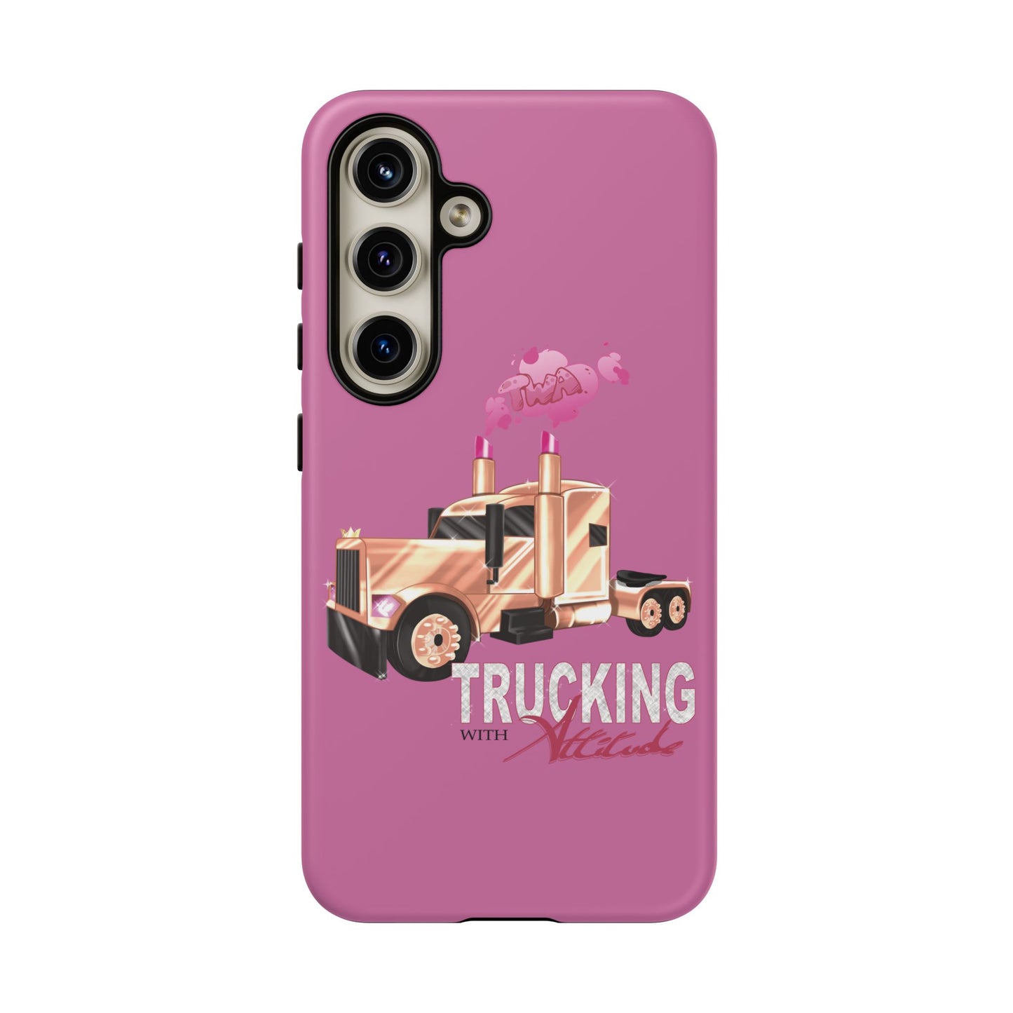 Trucking Phone Case - Tough Cases with Pink Truck Design