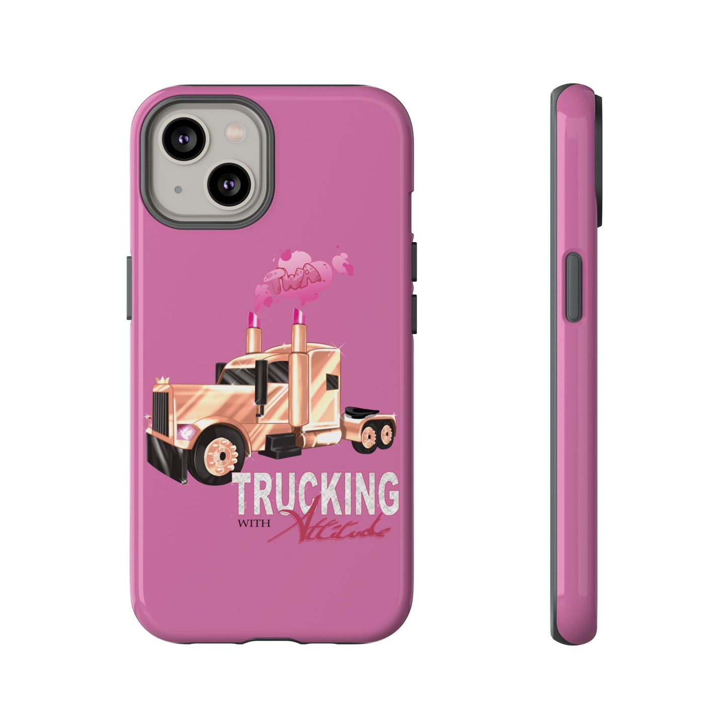 Trucking Phone Case - Tough Cases with Pink Truck Design