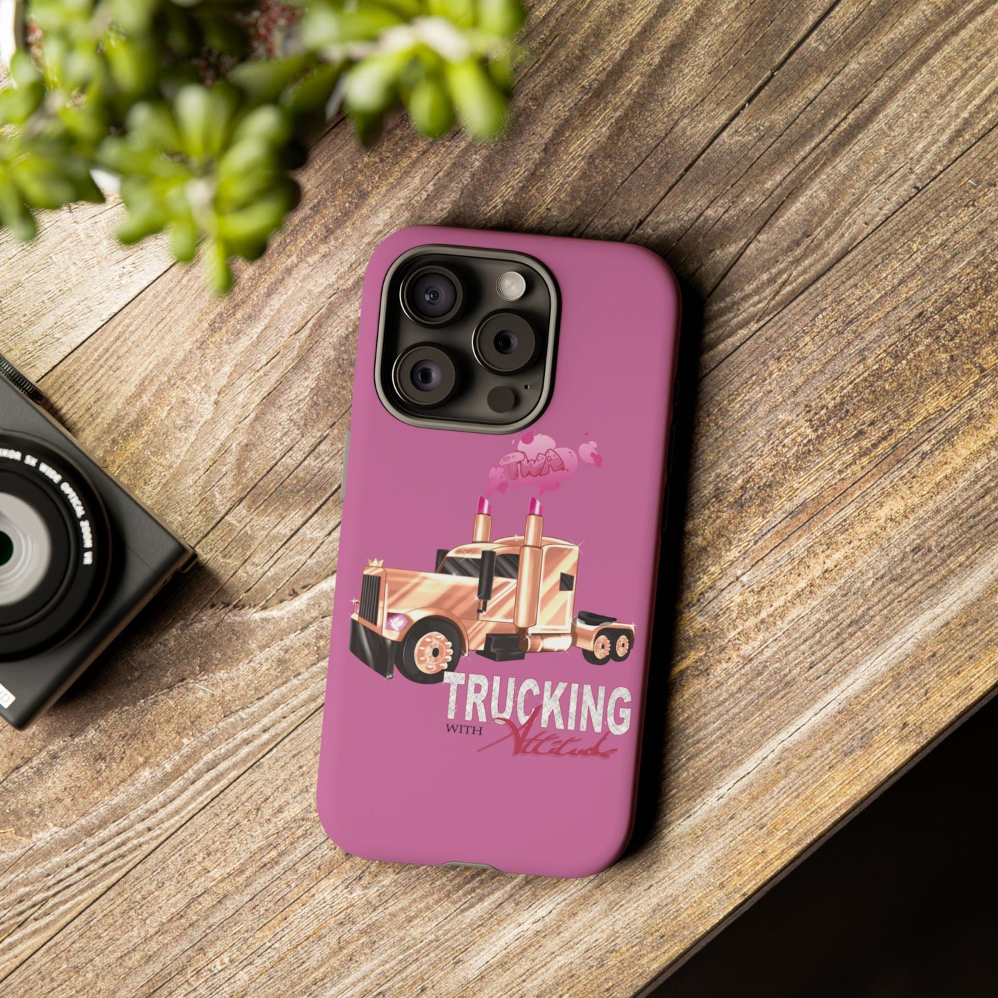 Trucking Phone Case - Tough Cases with Pink Truck Design